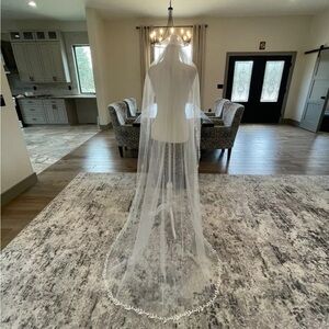 78” One Layer Wedding LACE Veil With Comb OFF WHITE